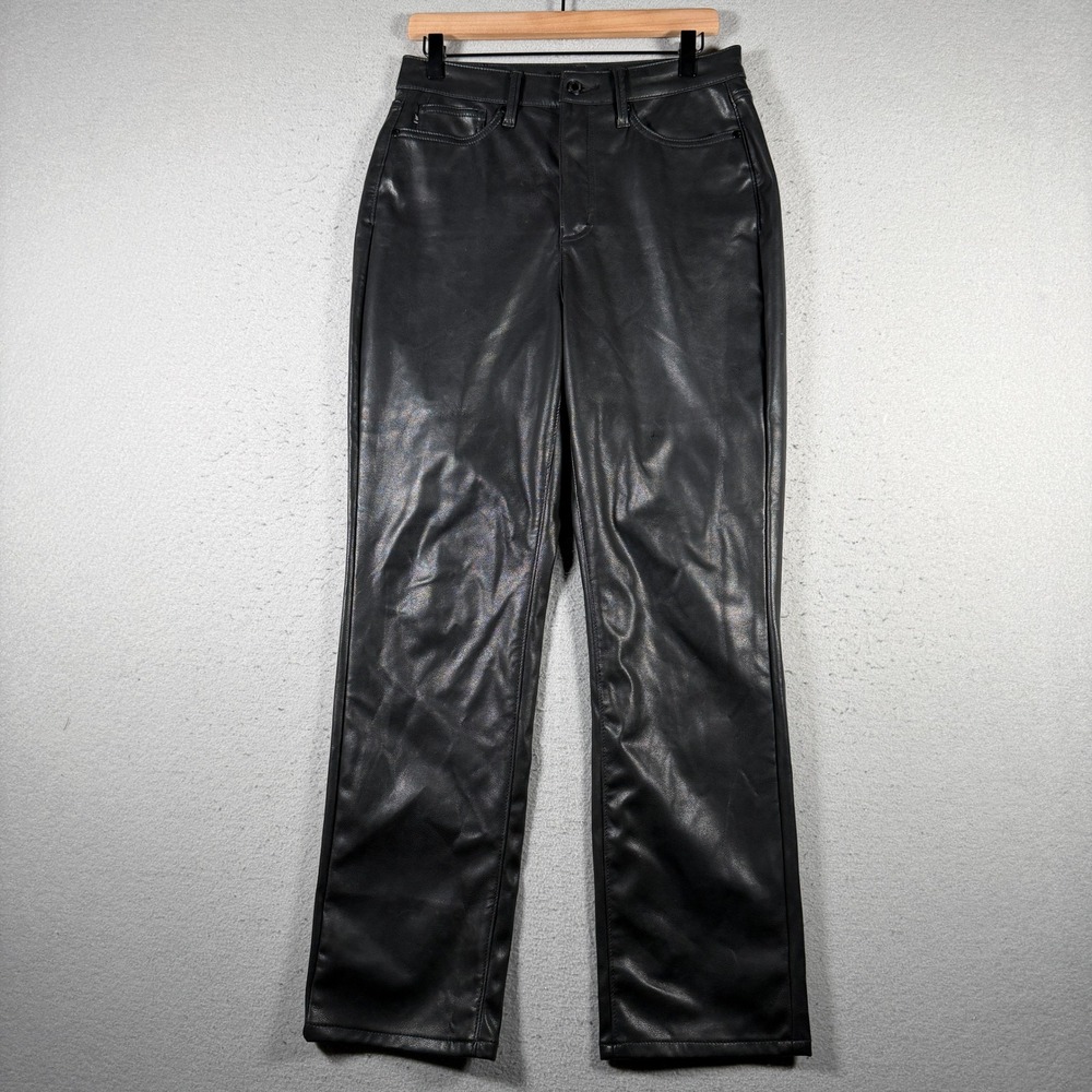 Judy Blue Black Faux Leather Straight Leg Pants High Rise JB88755 Womens 7/28